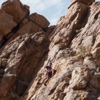 Colin Maddison on the lower section of The Lion Tamer, HS 4b Tizi Gzaouine (Andy Stratford)